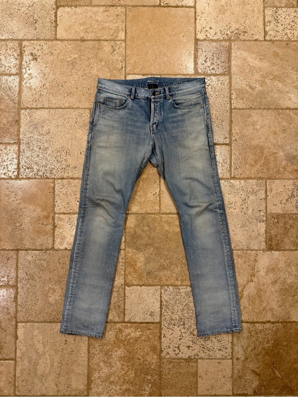 Saint Laurent Paris 2021 D18 Light Blue Wash Repaired Denim Jeans